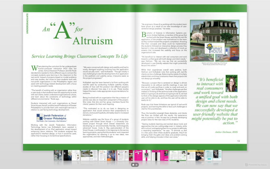 DSH Article on Service Learning Spread DSH Spread in the Bridge